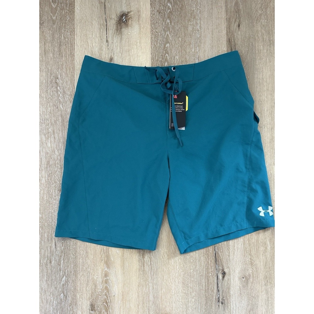Under Armour UA Storm Board Shorts Mens 36 Teal Surf Swim Beach Water Resistant